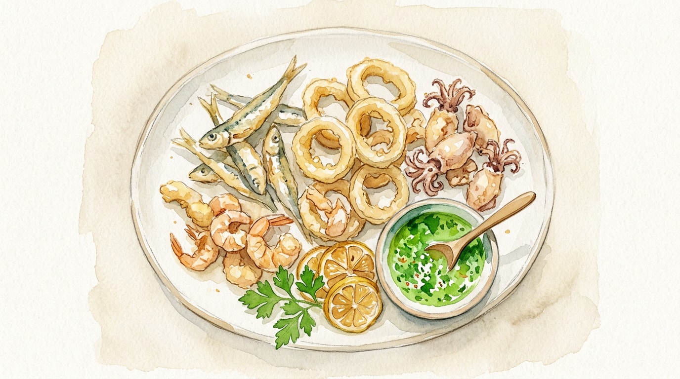 Andalusian Fritura Mixta with Mojo Verde