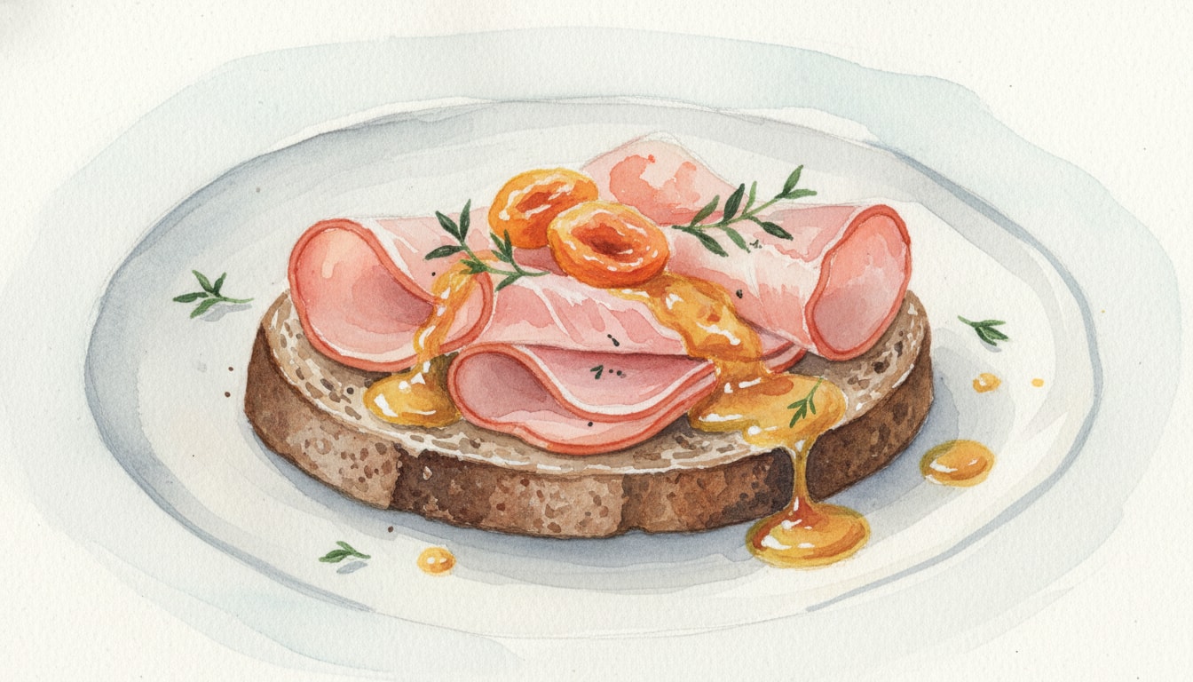 Apricot Dijon Ham on Pumpernickel