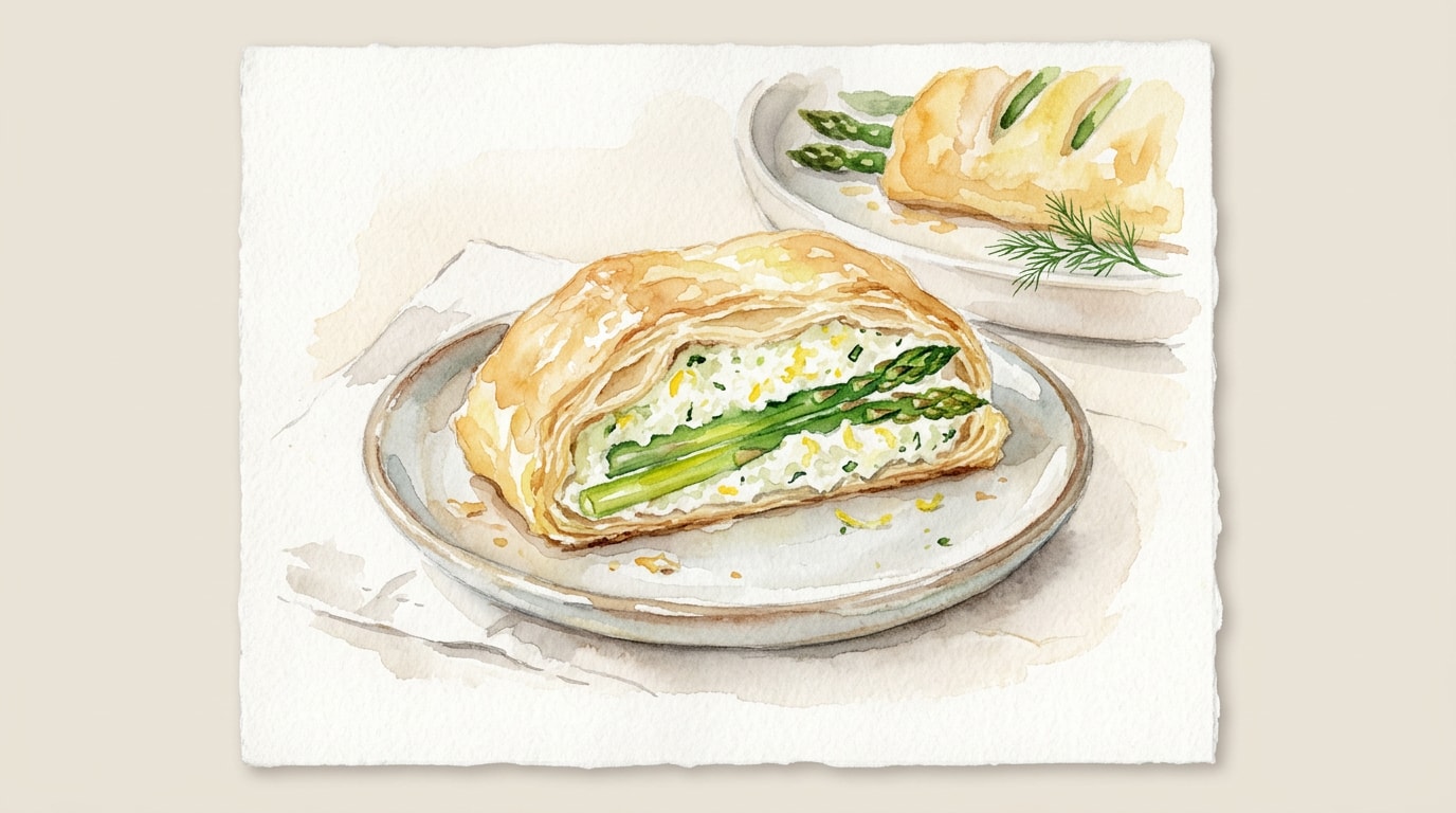 Asparagus, Ricotta, and Lemon Puff Pastry Log