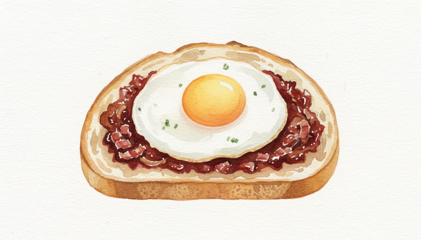 Bacon Jam and Fried Egg Tartines