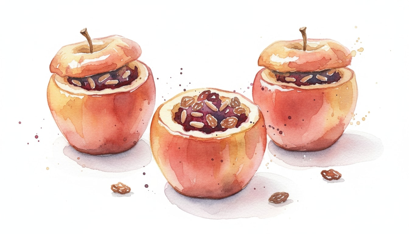 Baked Apples Stuffed With Beets, Pine Nuts, and Raisins