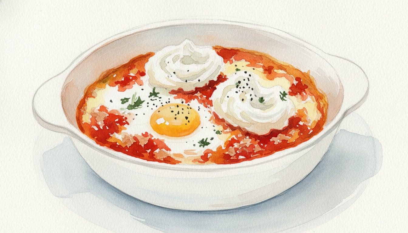 Baked Eggs with Tuna Pomodoro and Whipped Garlic Ricotta