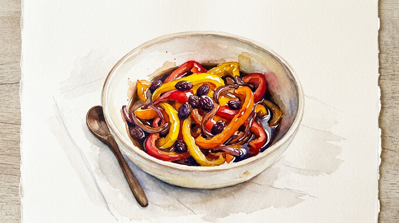 Balsamic Sauteed Bell Peppers with Raisins