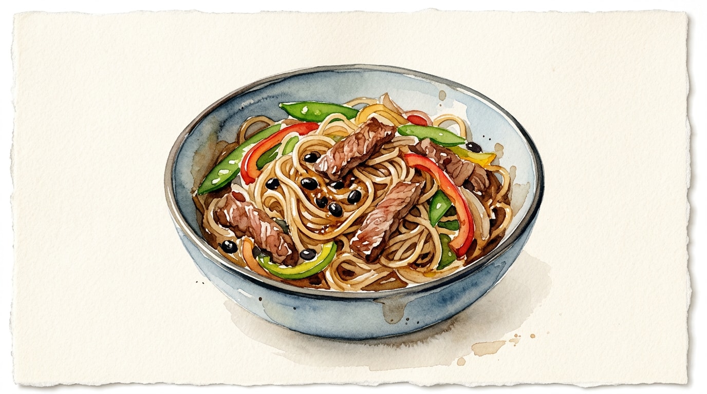 Beef and Black Bean Stir-Fried Noodles