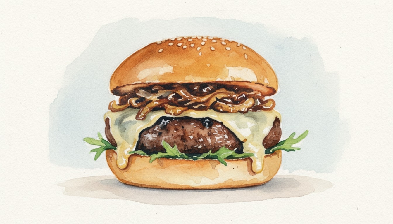 Bistro-Style Portobello Burger with Gruyère & Balsamic Onions
