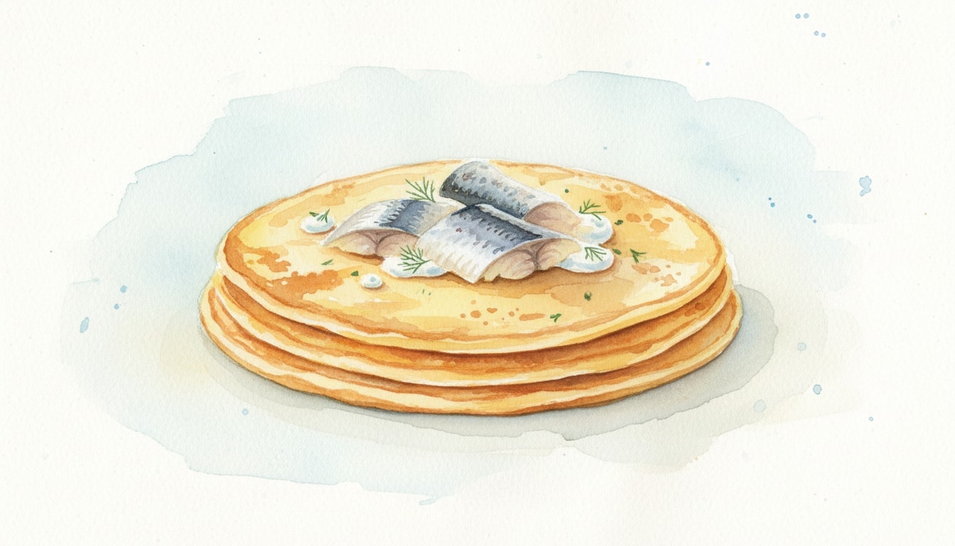 Blini With Smoked Herring Topping