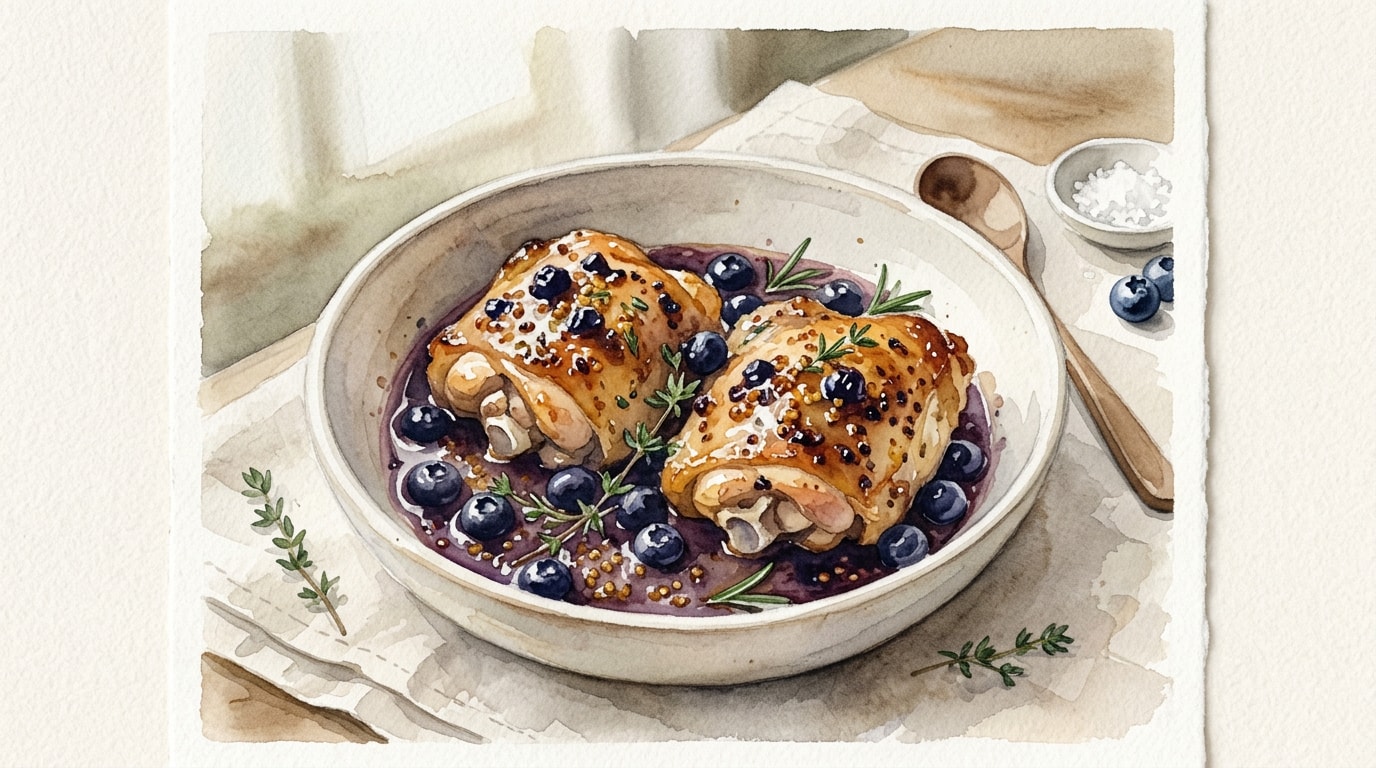 Blueberry Mustard Roasted Chicken Thighs
