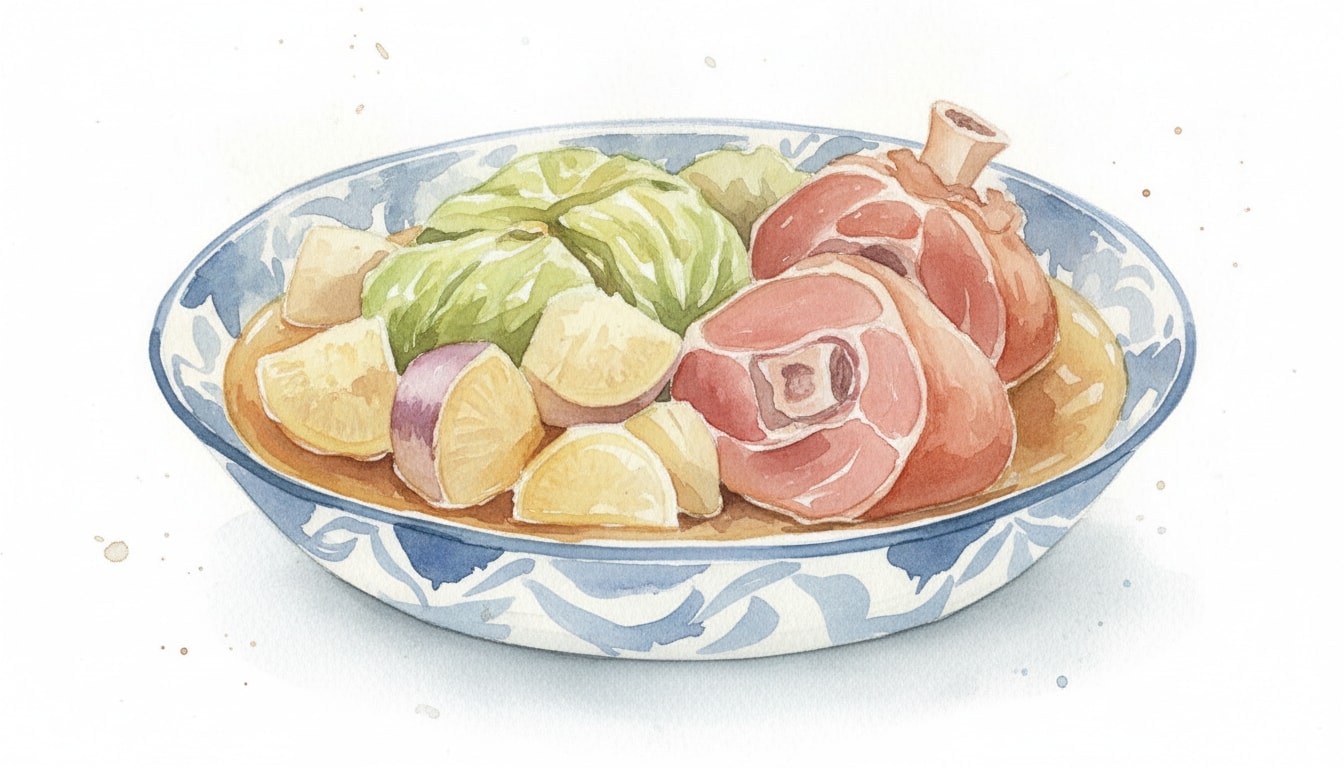 Boiled Dinner with Turnips and Ham Hocks