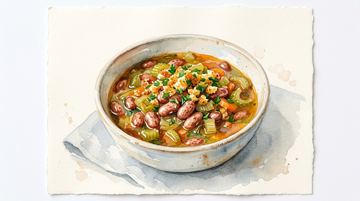 Borlotti Bean and Leek Stew with Crispy Garlic Breadcrumbs