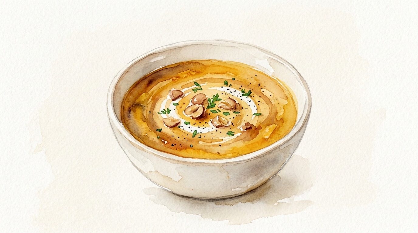 Bourbon-Laced Butternut Squash and Chestnut Soup