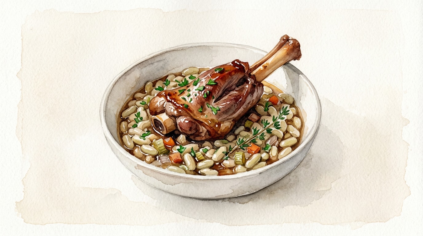 Braised Lamb Shanks with Flageolet Beans