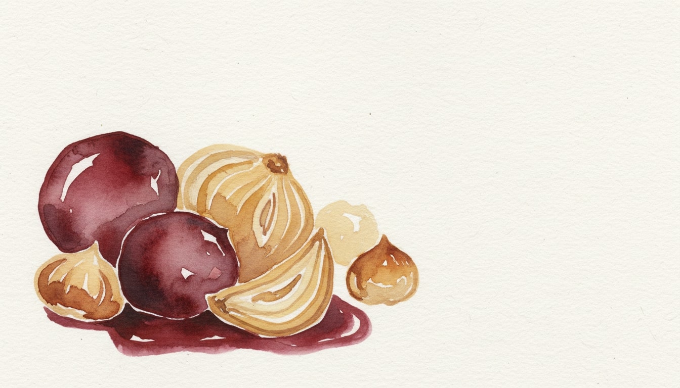 Braised Onions and Chestnuts with Red Wine