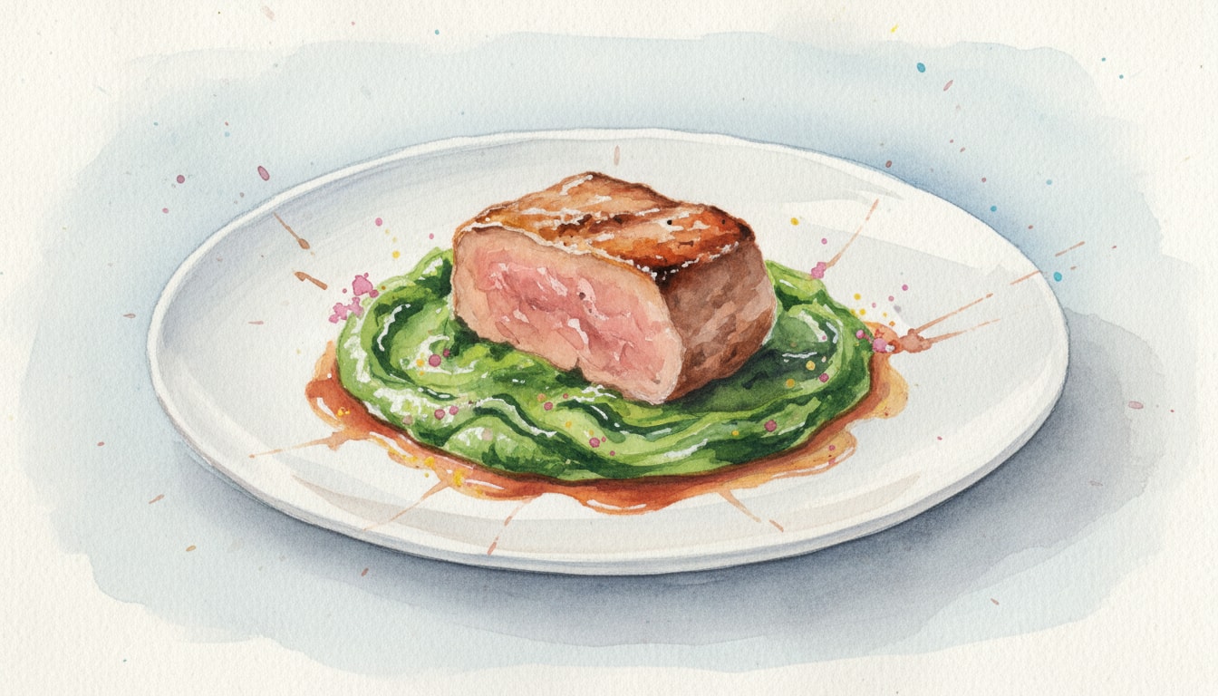 Braised Veal Shoulder with Cardamom Spinach Velvet