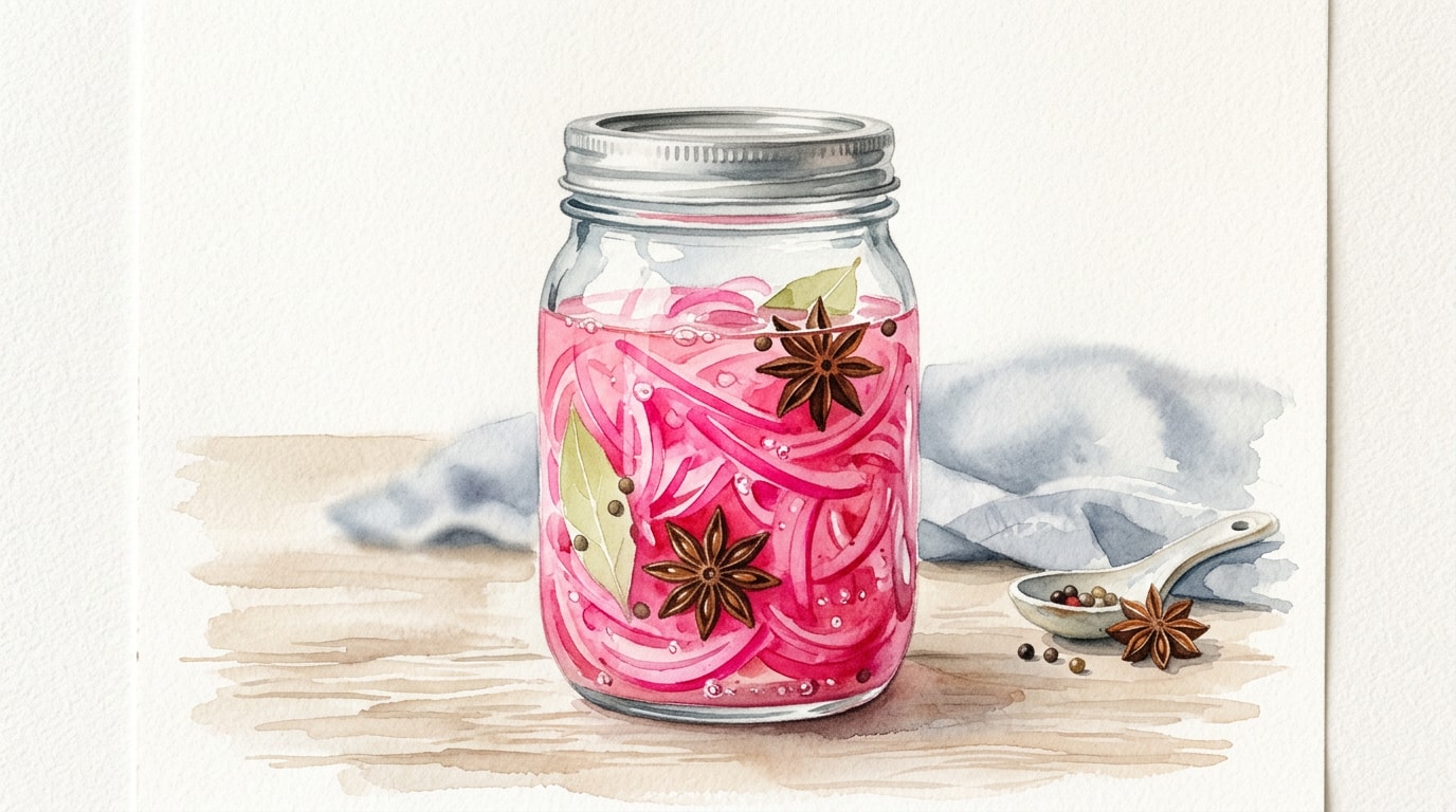 Bright Pink Pickled Red Onions with Star Anise