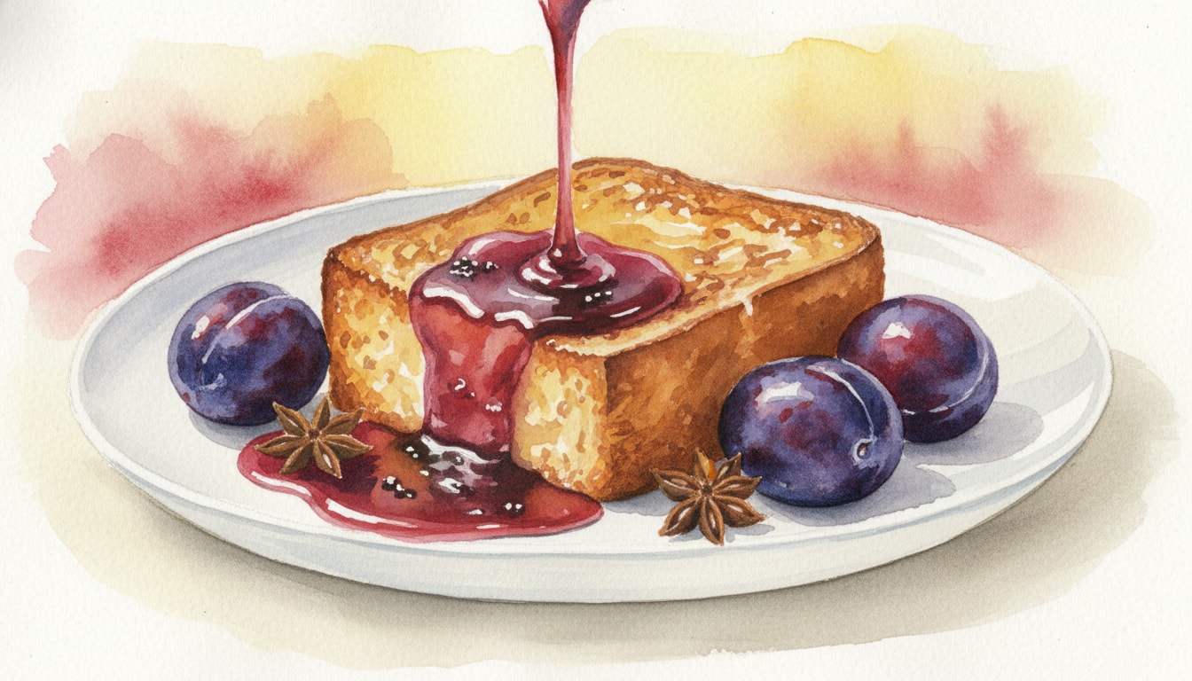 Brioche Pain Perdu with Spiced Plum Syrup