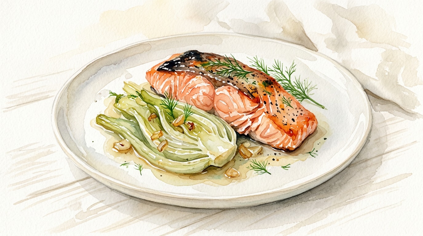 Broiled Salmon with Braised Fennel
