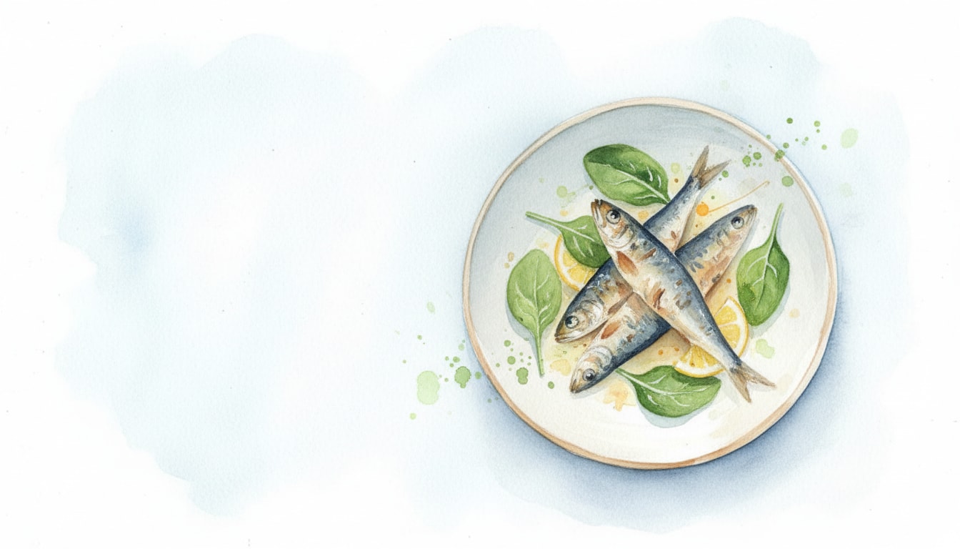 Broiled Sardine and Baby Spinach Salad