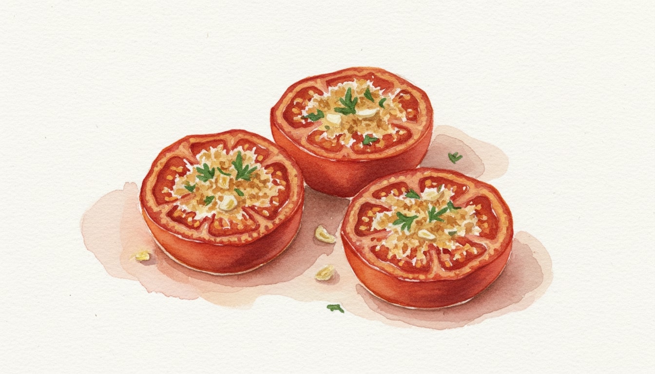 Broiled Tomatoes with Garlic, Parsley & Breadcrumb Crust