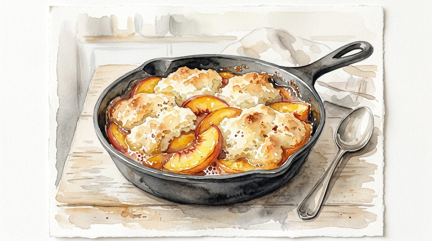 Brown Butter Buttermilk Peach Skillet Cobbler