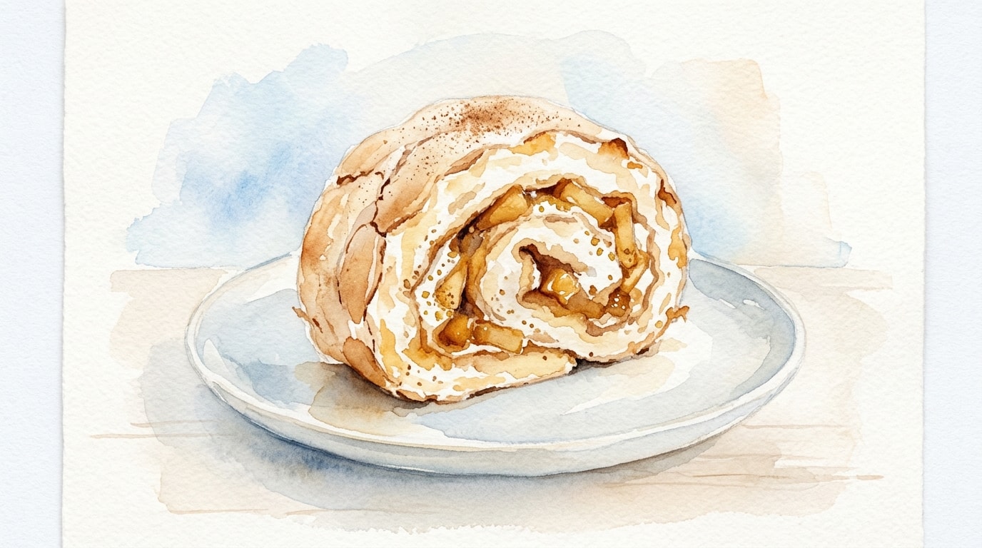 Burnt Honey and Spiced Apple Meringue Roulade