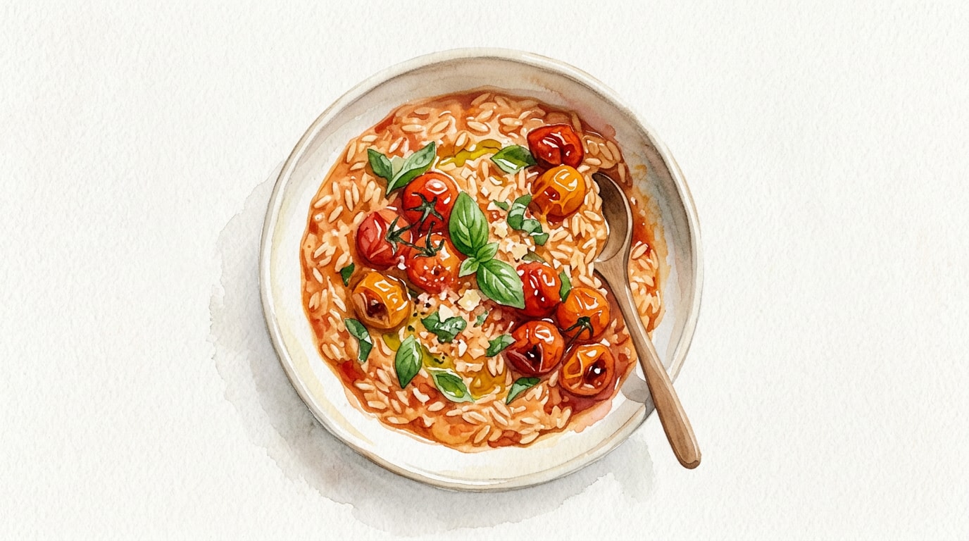 Burst Cherry Tomato and Basil Orzotto