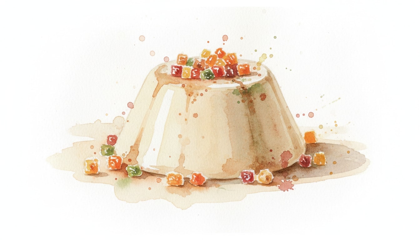 Cardamom & Hazelnut Blancmange with Candied Fruit