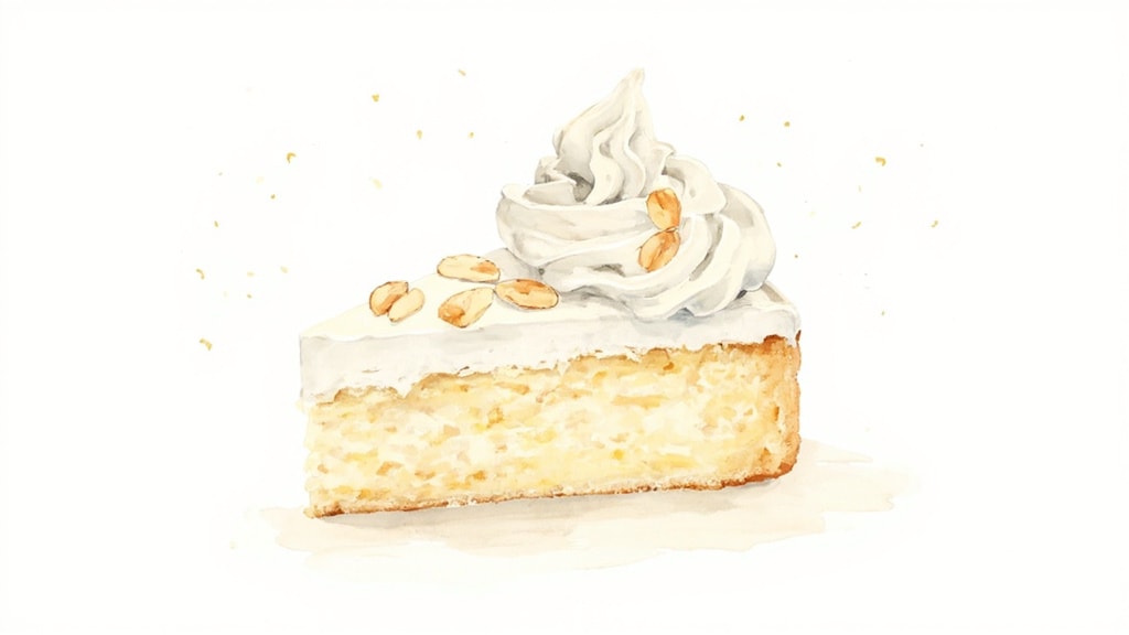 Vanilla Angel Cake with Rum-Vanilla Whipped Cream
