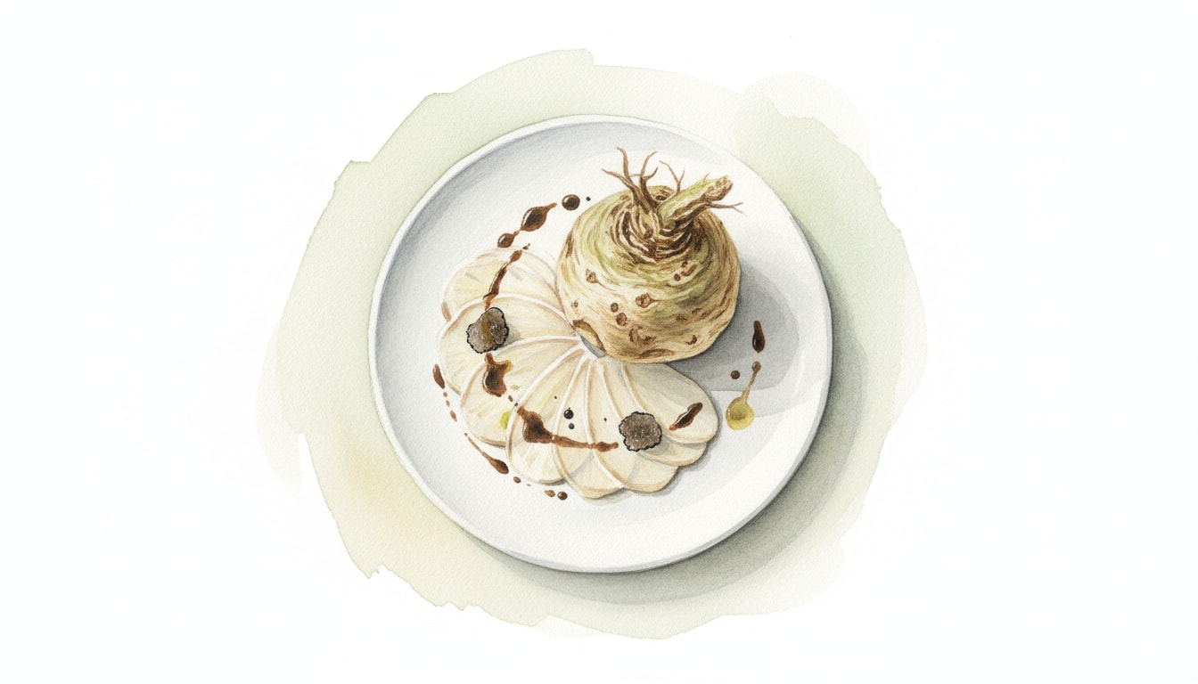 Celery Root with Black Truffle Oil Vinaigrette