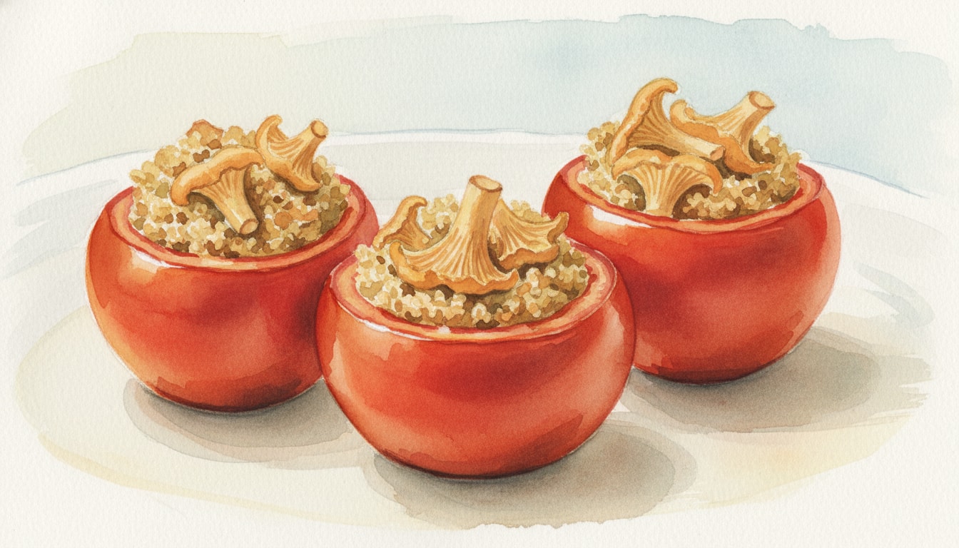 Chanterelle and Couscous Stuffed Tomatoes