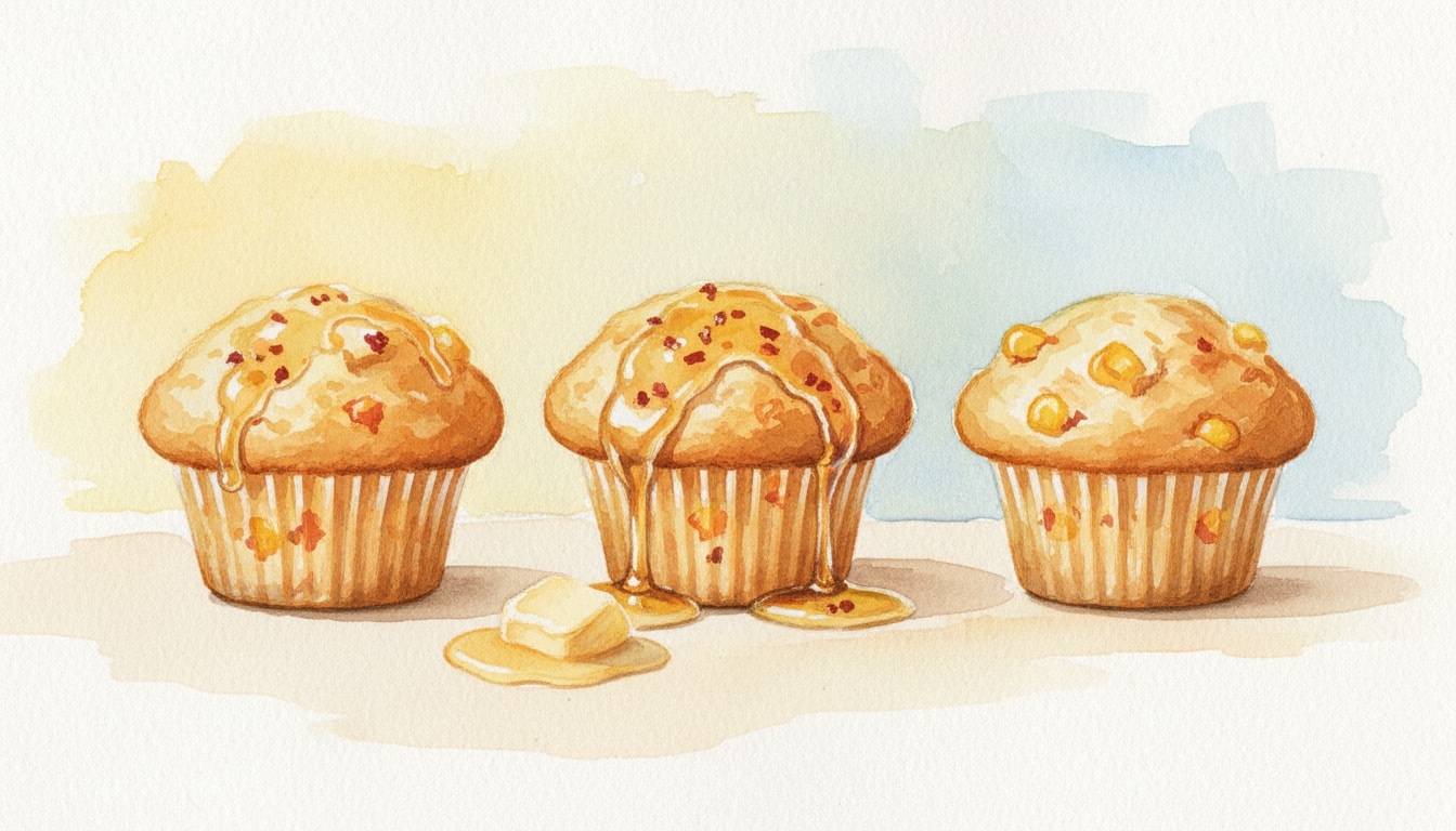 Cheesy Cornbread Muffins With Hot Honey Butter