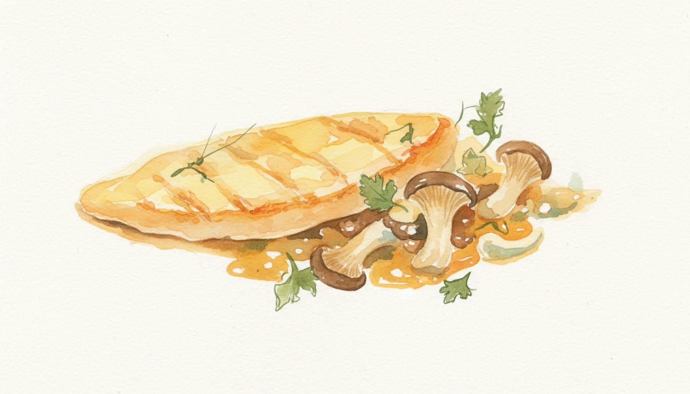 Chicken Paillard With Curried Oyster Mushrooms