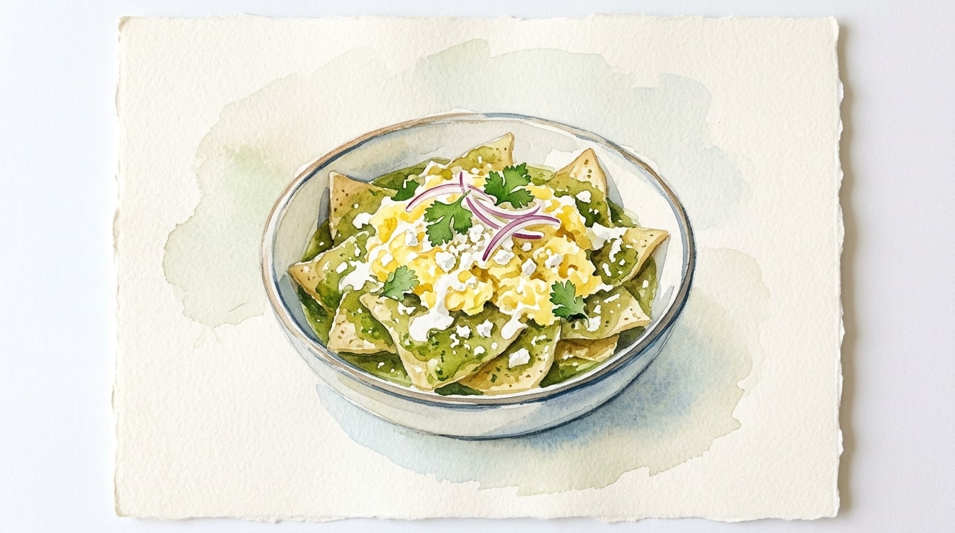 Chilaquiles Verdes with Scrambled Eggs