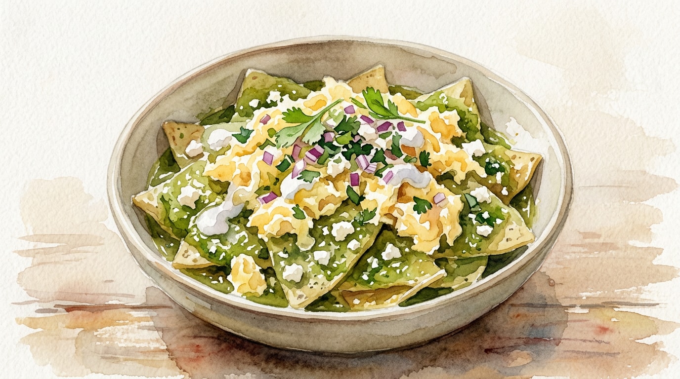 Chilaquiles Verdes with Scrambled Eggs