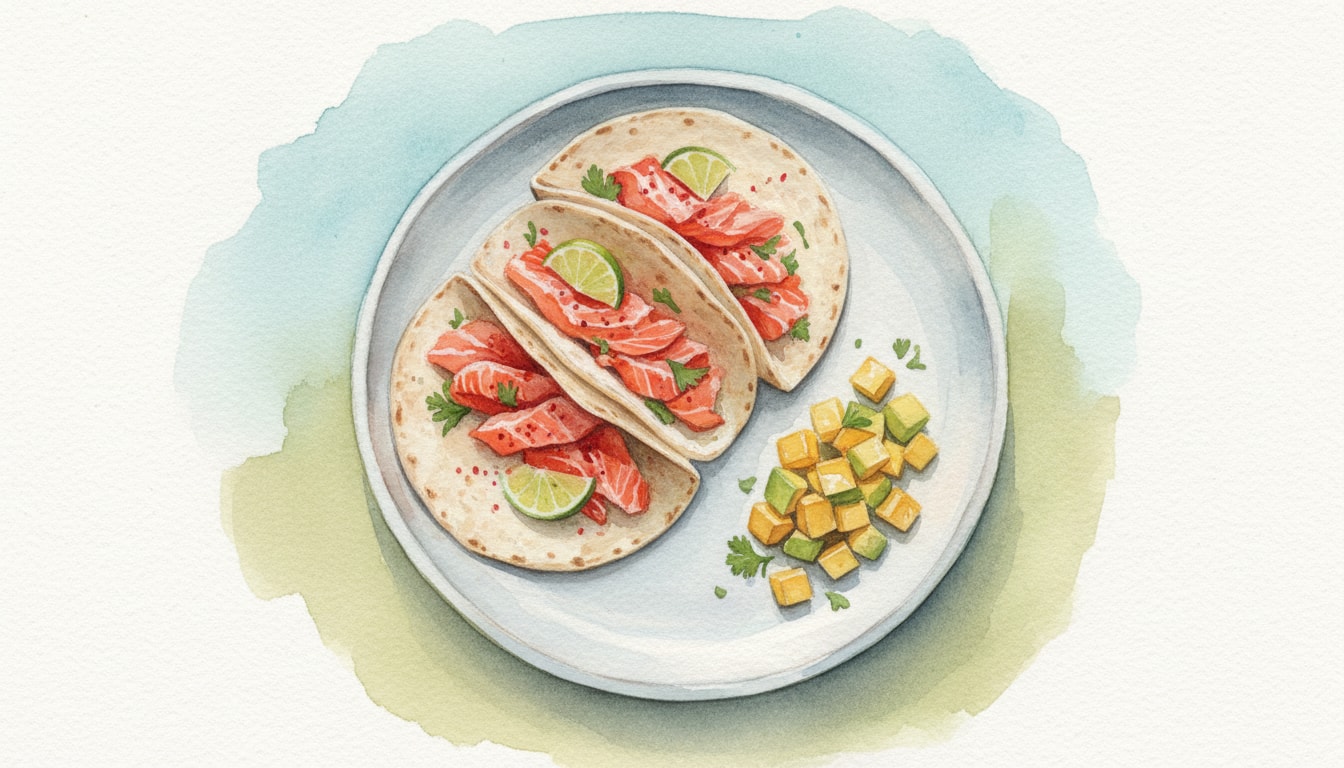 Chili-Lime Salmon Tacos with Mango Avocado Salsa