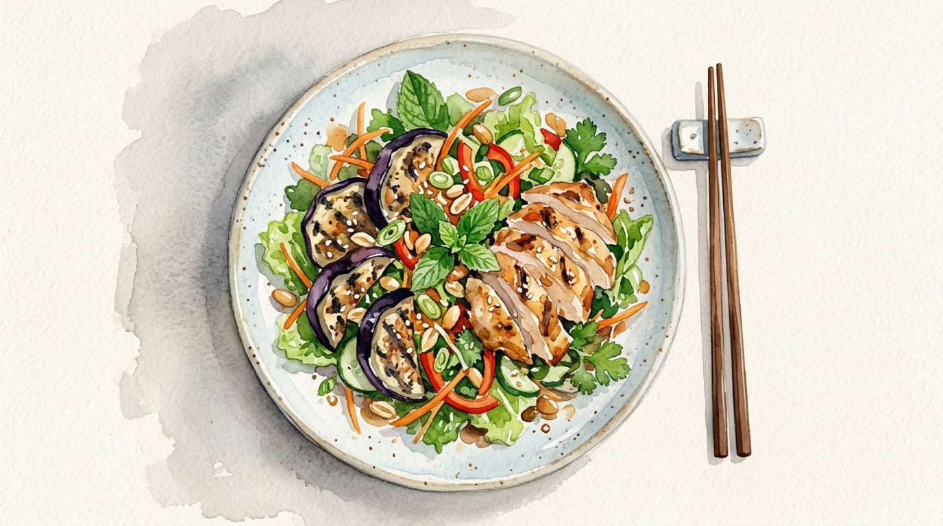 Chinese-Inspired Grilled Chicken And Eggplant Salad
