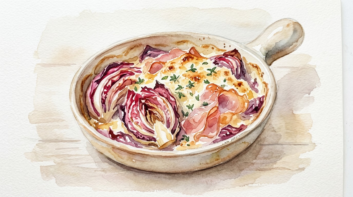 Chioggia Radicchio and Prosciutto Gratin