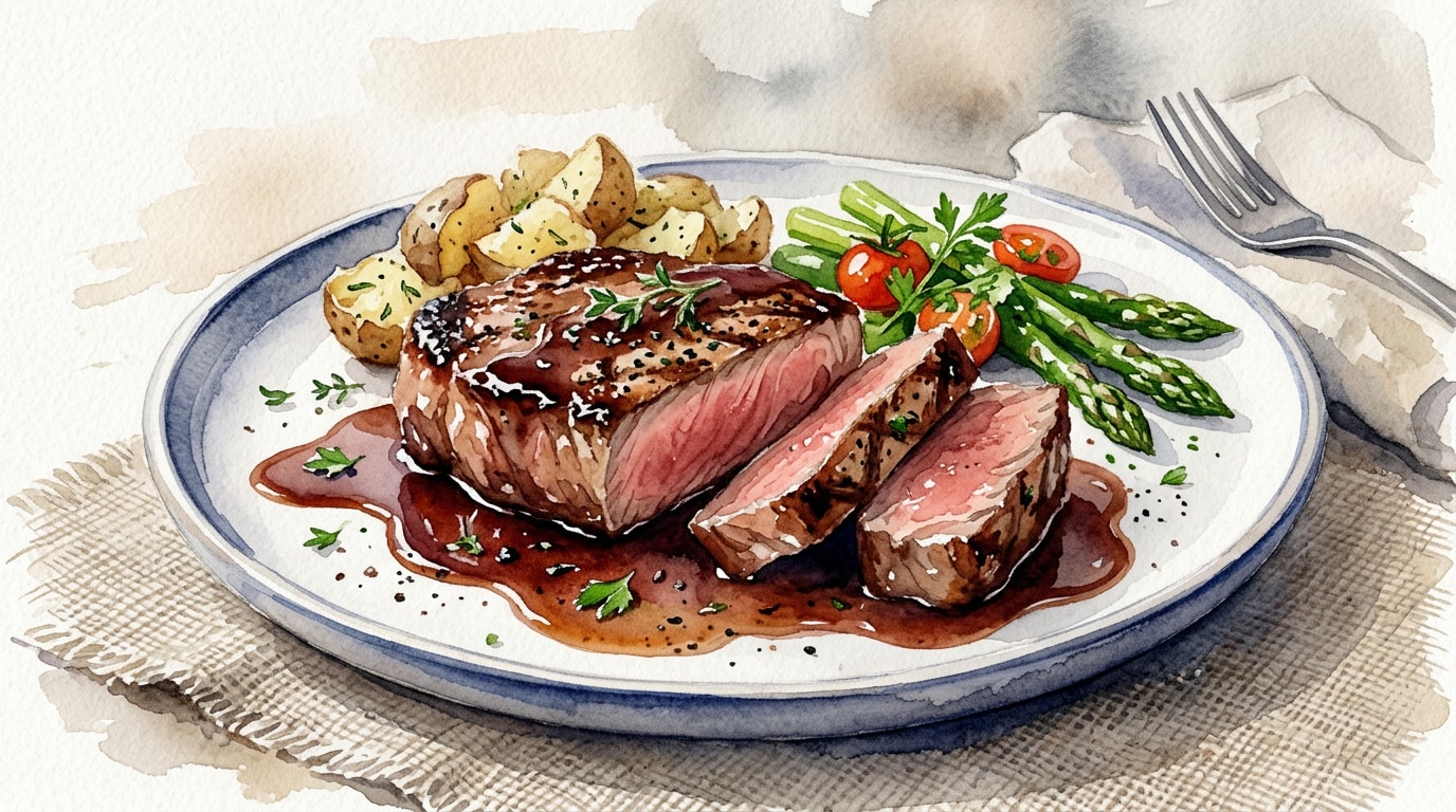 Classic Beef Steak with Red Wine Pan Sauce