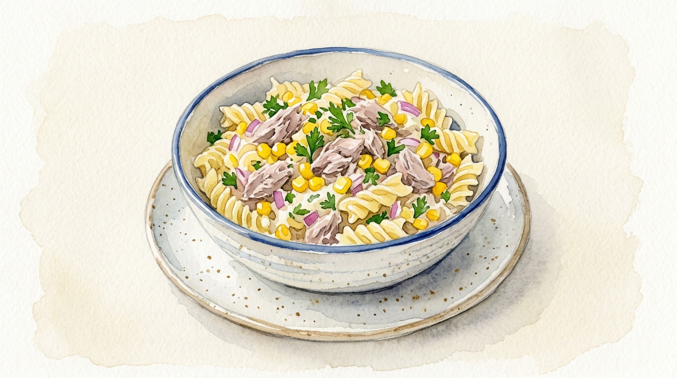 Classic British Tuna Sweetcorn Pasta Salad
