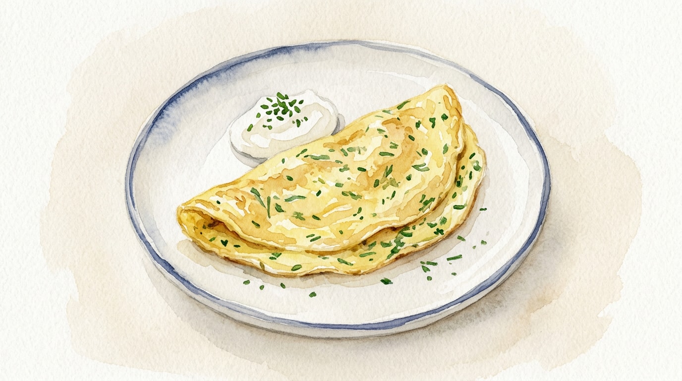 Classic French Herb Omelette With Creme Fraiche