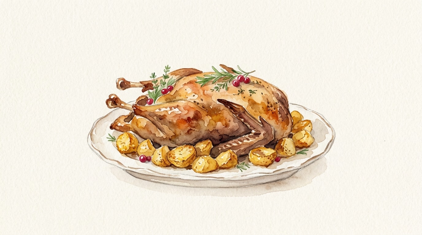 Classic Holiday Roast Goose With Fat-Roasted Potatoes