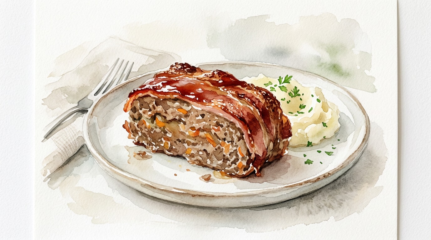 Classic Homestyle Meatloaf with Bacon and Sweet Glaze
