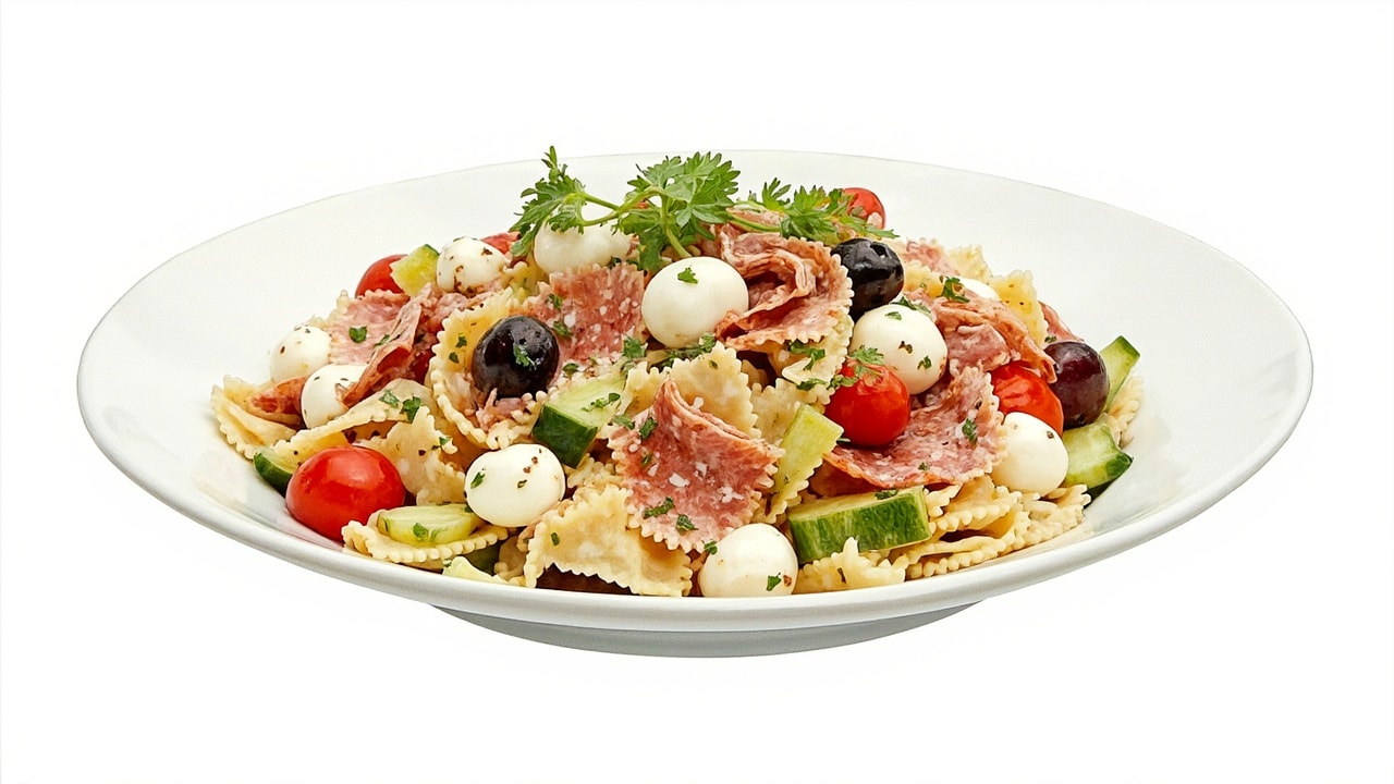 Classic Italian-Style Pasta Salad with Salami and Mozzarella