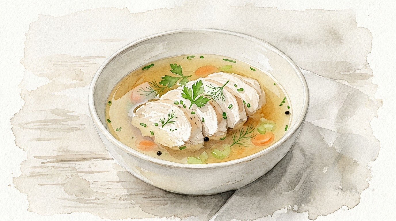 Classic Poached Chicken and Broth