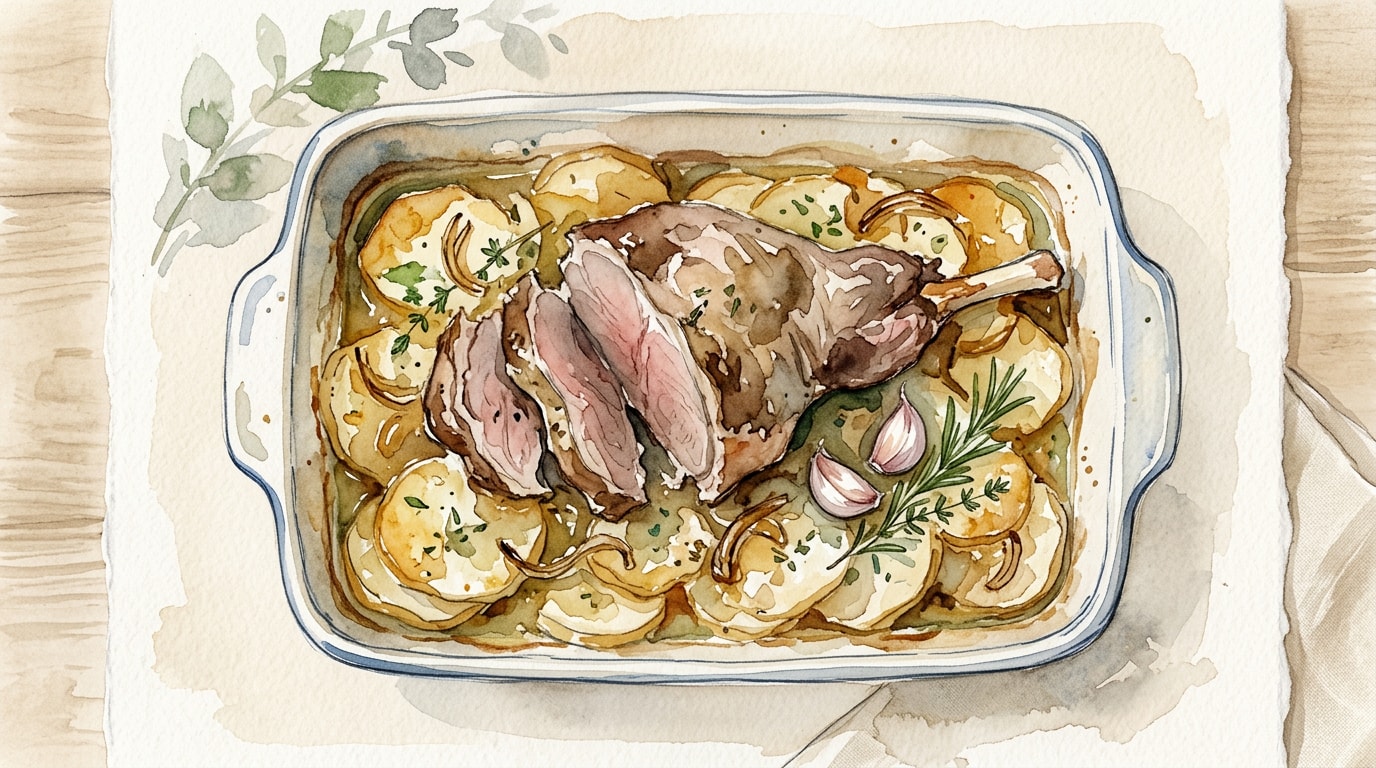 Classic Roast Leg of Lamb with Weeping Potatoes