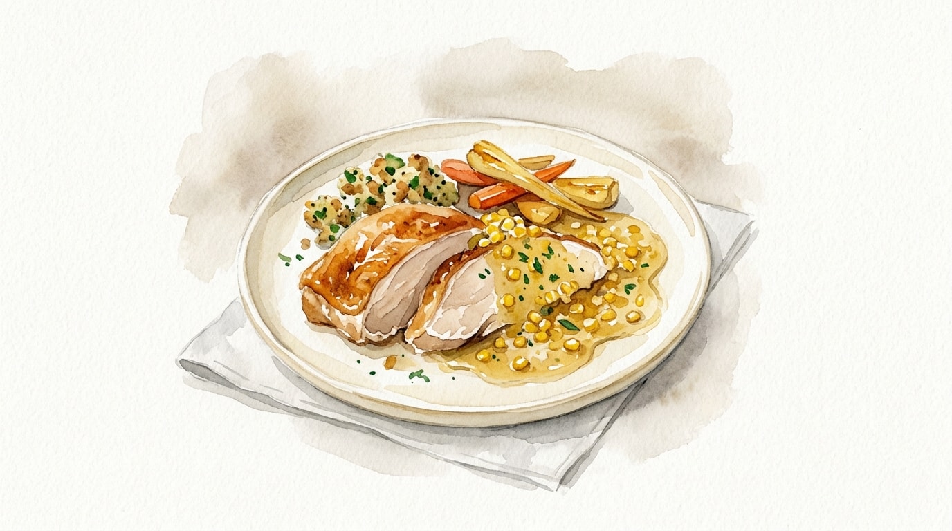 Classic Roast Turkey with Savory Maple Corn Sauce