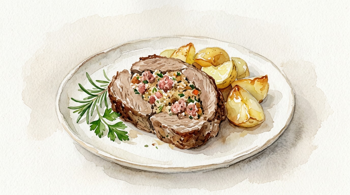 Classic Stuffed Veal Breast with Sausage and Potatoes