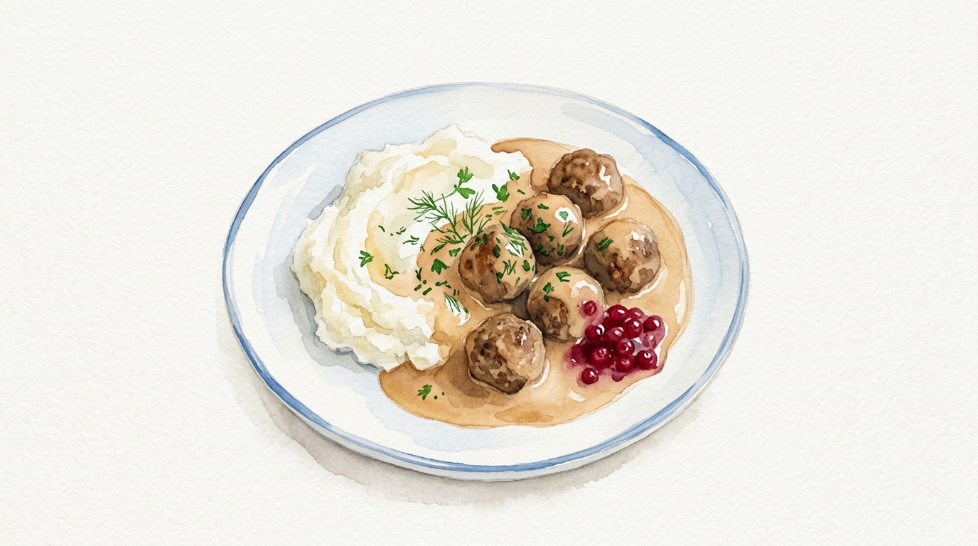 Classic Swedish Meatballs with Creamy Gravy and Mashed Potatoes