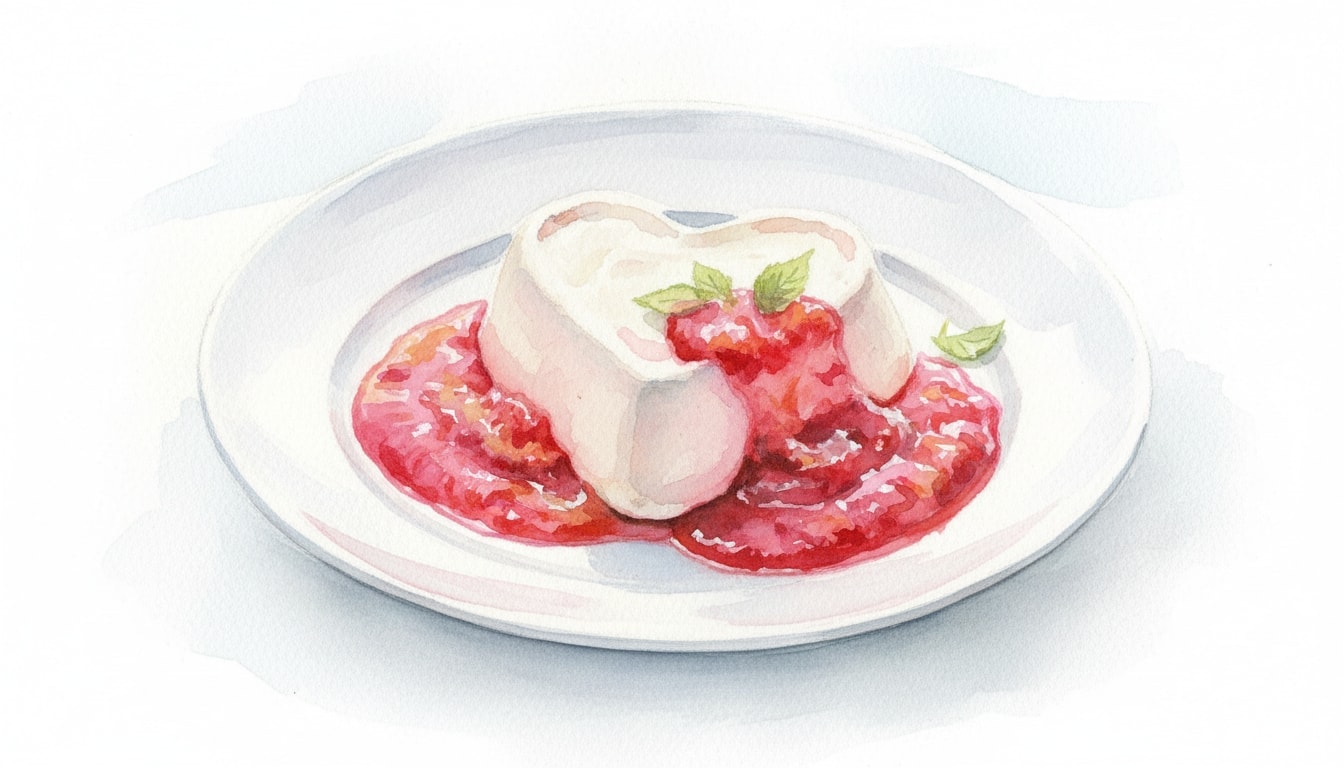 Coeur à la Creme with Rhubarb Sauce