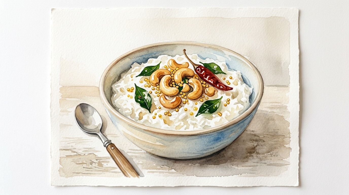 Comforting Yogurt Rice with Cashew Tempering