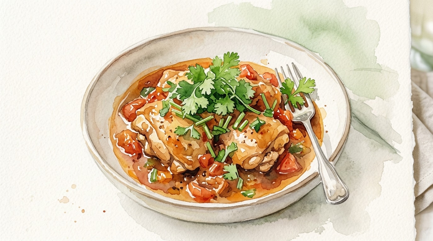 Coriander and Tomato Simmered Chicken